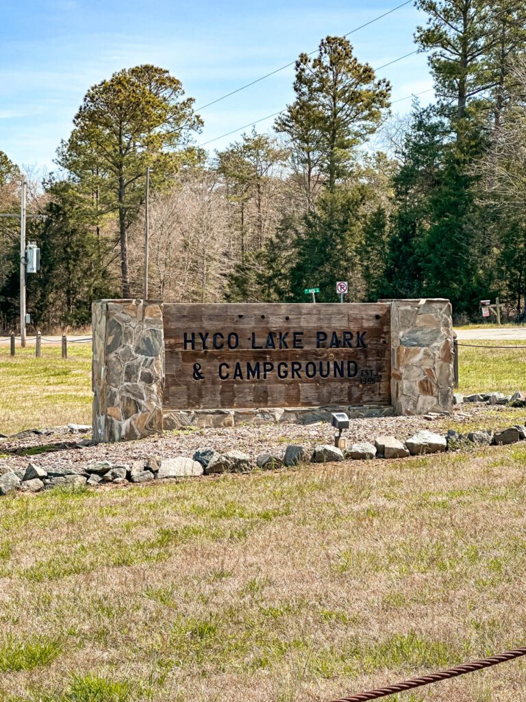 A sign reading Hyco Lake Park & Campground