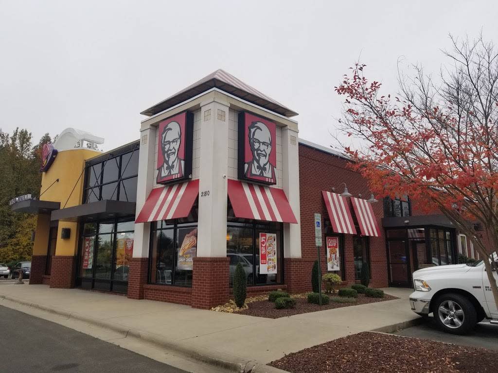The exterior of Kentucky Fried Chicken and Taco Bell restaurants