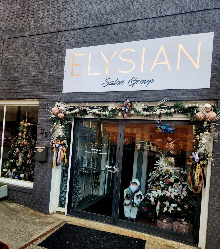 Elsyian Salon holiday window